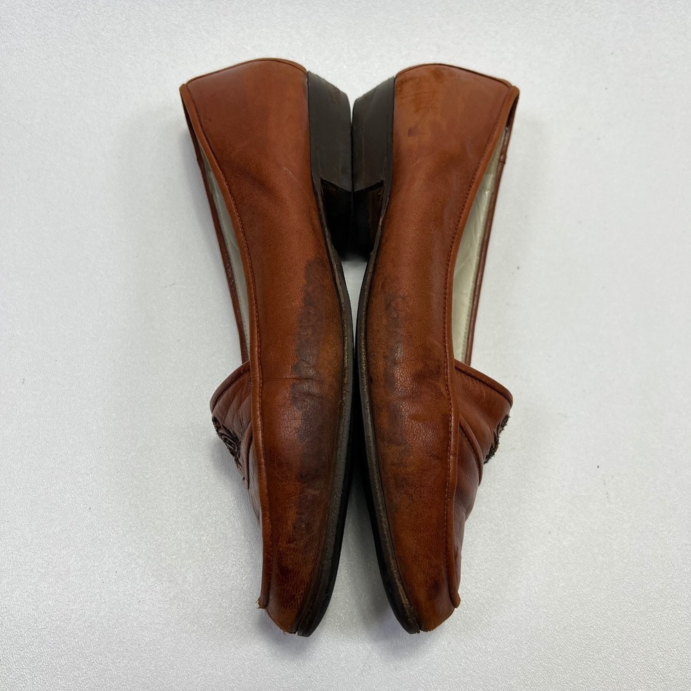 VINTAGE Bally Womens Brown Leather Crest Loafers Size 8M Italy Low Heel Flats - Picture 4 of 14